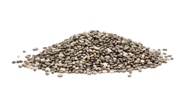 Pile Chia Seeds Seen Side Isolated White Background — Stock Photo, Image