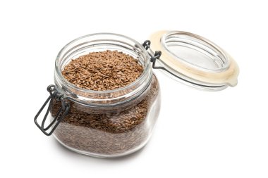 Keten tohumu cam kavanozda