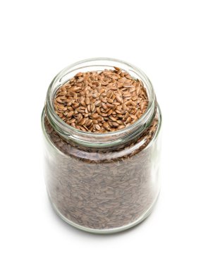 Keten tohumu cam kavanozda