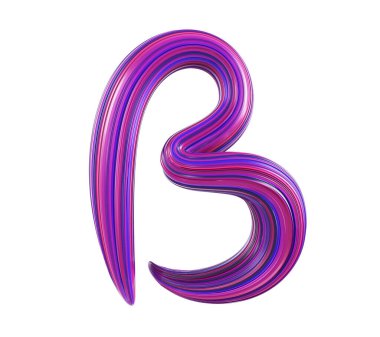 Beyaz arka planda dişlerden yapılmış renkli pembe ve mavi harf B, izole edilmiş, 3 boyutlu.