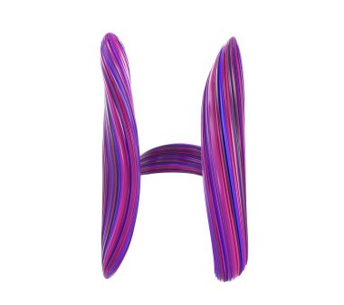 Beyaz arka planda dişlerden yapılmış renkli pembe ve mavi harf H, izole edilmiş, 3 boyutlu.