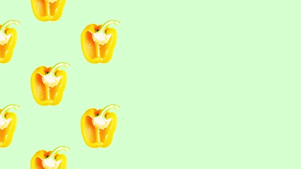 Stop Motion Animation Whole Halved Bulgarian Juicy Peppers Appear Disappear — Stockvideo