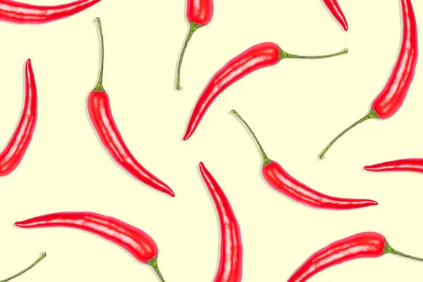 Wzór Papryki Chili Żółtym Tle — Zdjęcie stockowe