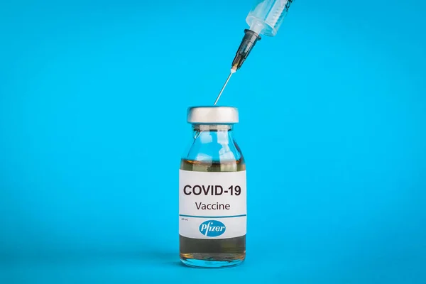 Izmir Turkije Augustus 2020 Coronavirus Vaccinconcept Achtergrond Nieuwe Vaccin Pfizer — Stockfoto