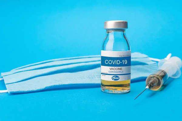 Izmir Turkije Augustus 2020 Coronavirus Vaccinconcept Achtergrond Nieuwe Vaccin Pfizer — Stockfoto