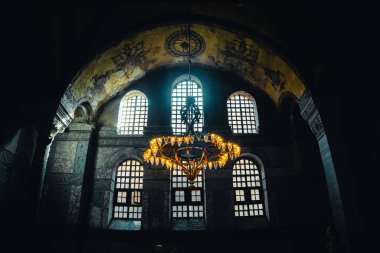 İstanbul, Türkiye / 03 Eylül 2019: İstanbul / TURKEY, Eylül 03 2019: Ayasofya (Ayasofya) müzesi. İç görünüm.