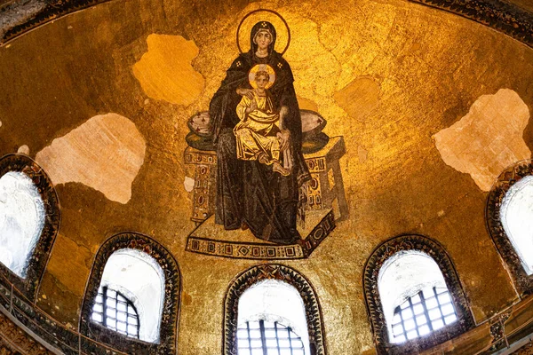 Стамбул Турция Сентября 2019 Года Мозаика Девы Марии Иисуса Христа — стоковое фото