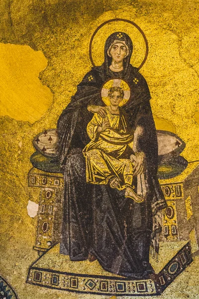 Istanbul Turkey September 2019 Virgin Mary Jesus Christ Mosaic Hagia — 스톡 사진