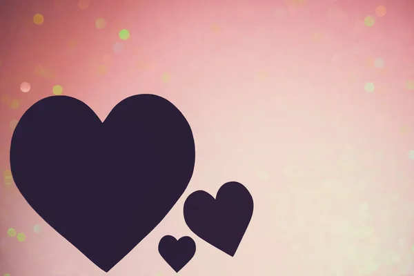 Valentinstag Konzept Und Hintergrund Silhouette Herzformen Isoliert Auf Rosa Bokeh — Stockfoto