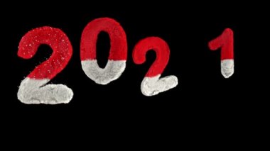 Bouncing Santa Hary text with alpha forming the word 2021