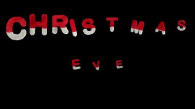 Bouncing Santa Hary text with alpha forming the word christmas eve