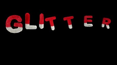 Bouncing Santa Hary text with alpha forming the word glitter