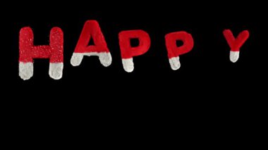 Bouncing Santa Hary text with alpha forming the word happy