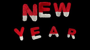 Bouncing Santa Hary text with alpha forming the word new year