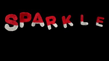 Bouncing Santa Hary text with alpha forming the word sparkle