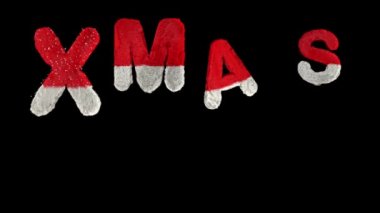 Bouncing Santa Hary text with alpha forming the word xmas