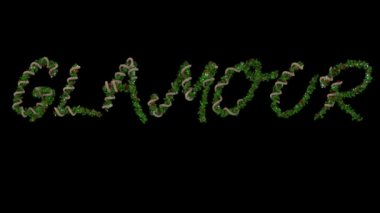 Animasyon Noel çelengi yazı tipi harfler cazibe kelimesini oluşturuyor