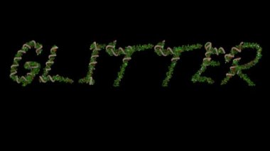 Animasyon Noel çelengi yazı tipi harfler parlıyor.