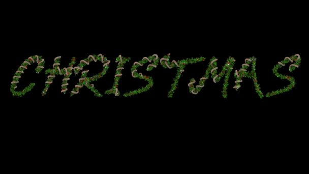 有生气的圣诞花圈字体字母 组成圣诞这个词 — 图库视频影像