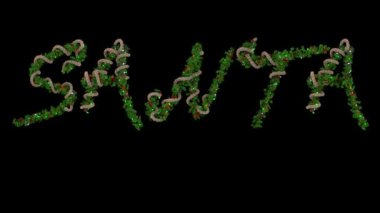 Animasyon Noel çelengi harfleri Noel Baba kelimesini oluşturuyor.