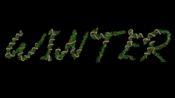 生动活泼的圣诞花圈字体字母 组成了 这个词 — 图库视频影像