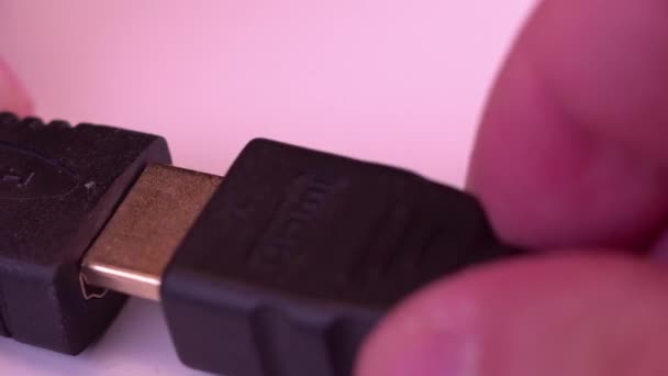 Hdmi Kabel Hdmi Erweiterungssteckplatz Einlegen — Stockvideo