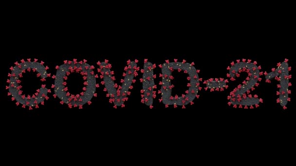 Virenbuchstaben Formen Das Wort Covid Mit Alphakanal Endlosschleife — Stockvideo