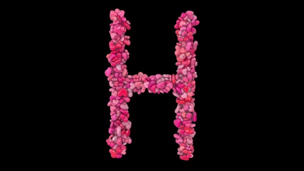 Animowane Litery Valentine Utworzone Dynamicznych Cząstek Różowego Serca — Wideo stockowe