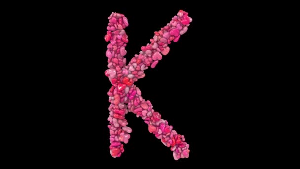 Animated Valentine Letters Formed Out Dynamic Pink Heart Particles — Stock Video
