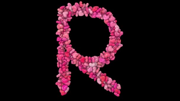 Animated Valentine Letters Formed Out Dynamic Pink Heart Particles — Stock Video