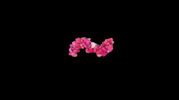 Lettere Animate San Valentino Formate Particelle Dinamiche Cuore Rosa Tilde — Video Stock