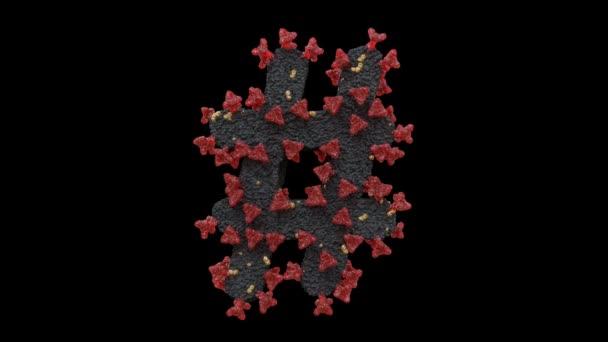 Animated Virus Cell Typeface Litere Buclă Hashtag Alpha — Videoclip de stoc