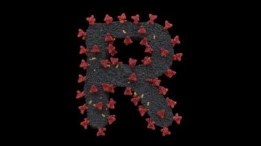 Canlandırılmış Virüs Hücre Yazı tipi Harfleri Alfa R ile Döngüsü