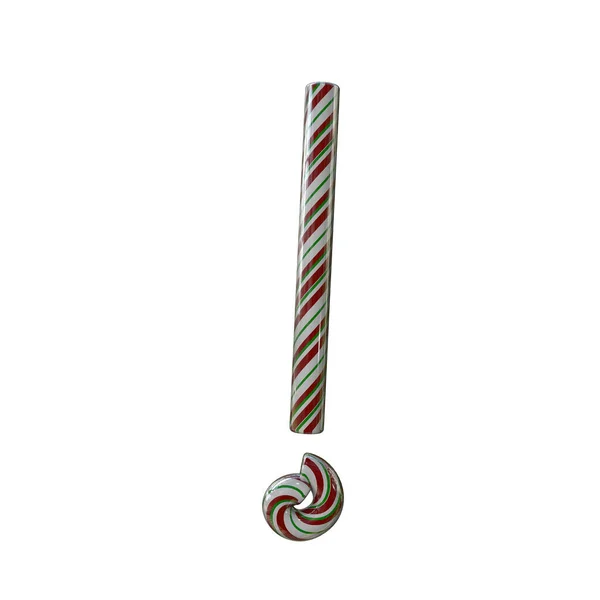 Glossy Candy Cane Holiday Text Typeface Exclamation Point — Stock Photo, Image