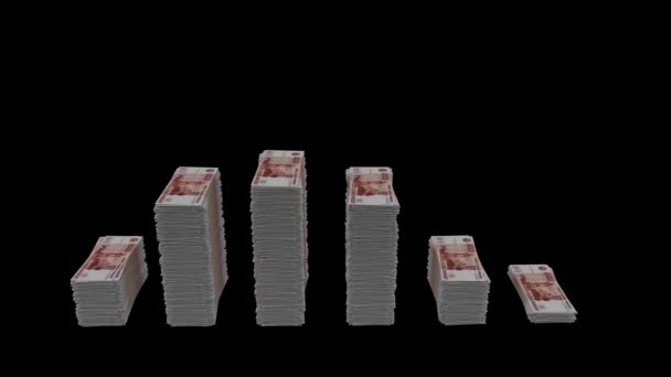 Stacks Russian Ruble Wave Alpha Channel — Stock Video