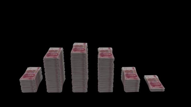Pilas Billetes 100 Yuan Renminbi Chino Onda Con Alfa — Vídeo de stock