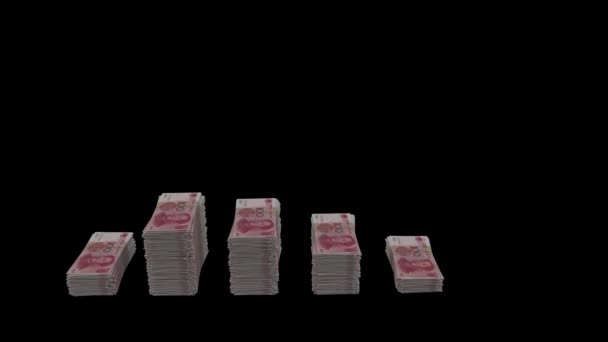 Stos 100 Chińskich Banknotów Yuan Renminbi Rośnie — Wideo stockowe