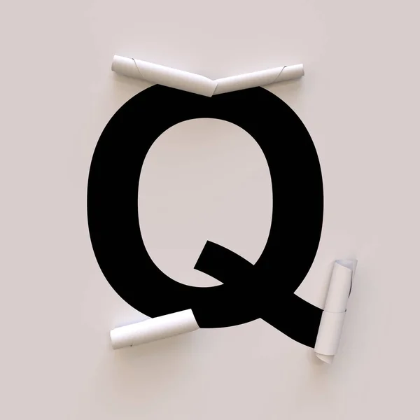 剪纸及卷起字体Q — 图库照片