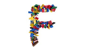 Karıştırılmış Renkli Tuğlalar Bloklar Yazı tipi Metni F