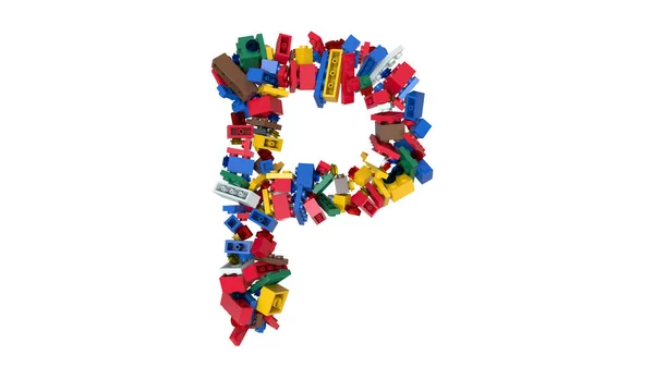 Shuffled Colored Bricks Building Blocks Typeface Text — Stok Foto