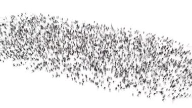  Kalabalıkta toplanan ve aşı metni oluşturan insanlar