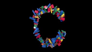 Karıştırılmış Renkli Tuğlalar Bloklar Yapıyor Yazı tipi C karakterine metin