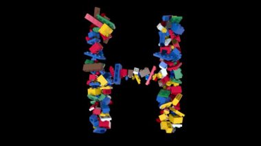 Karıştırılmış Renkli Tuğlalar Bloklar Yapıyor Yazı tipi H karakterine metin