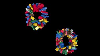 Karıştırılmış Renkli Tuğlalar Bloklar Yapıyor Yazı tipi Karakterine Metin