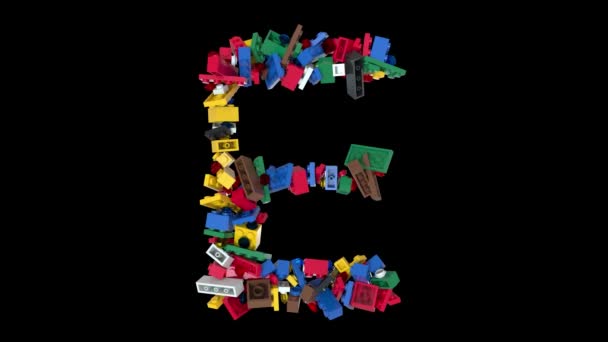 Shuffled Colored Bricks Building Blocks Typeface Текст Персонажа — стоковое видео