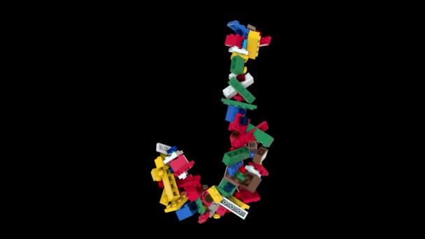 Mattoni Colorati Mescolati Building Blocks Typeface Testo Del Carattere — Video Stock