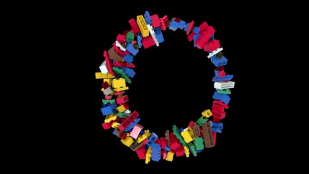 Przetasowane Kolorowe Cegły Budowa Bloków Typeface Tekst Znak — Wideo stockowe