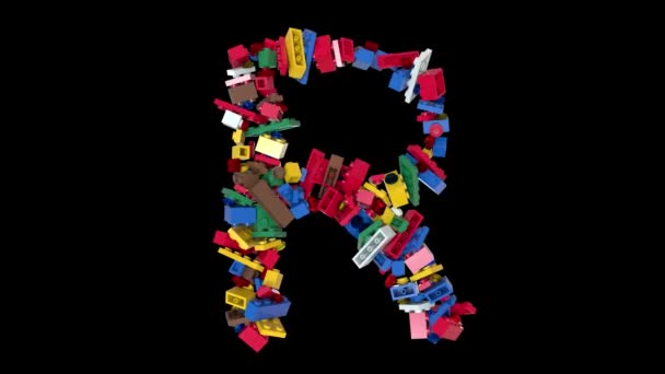Shuffled Colored Bricks Building Blocks Typeface Текст Символа — стоковое видео