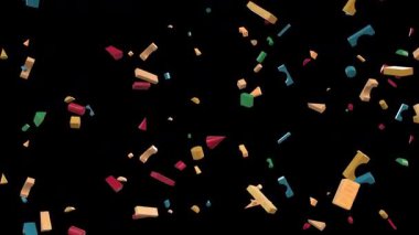 Canlı renkli ahşap yapı taşları kusursuz döngü animasyonunda düşüyor 