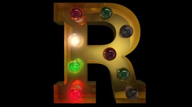 Beş farklı dikişsiz döngü animasyon R 'de Noel lambası harfi alfabesi.